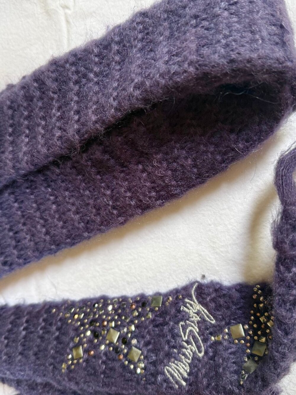Miss Sixty extra long (approx. 12 ft.!) thin purple mohair scarf